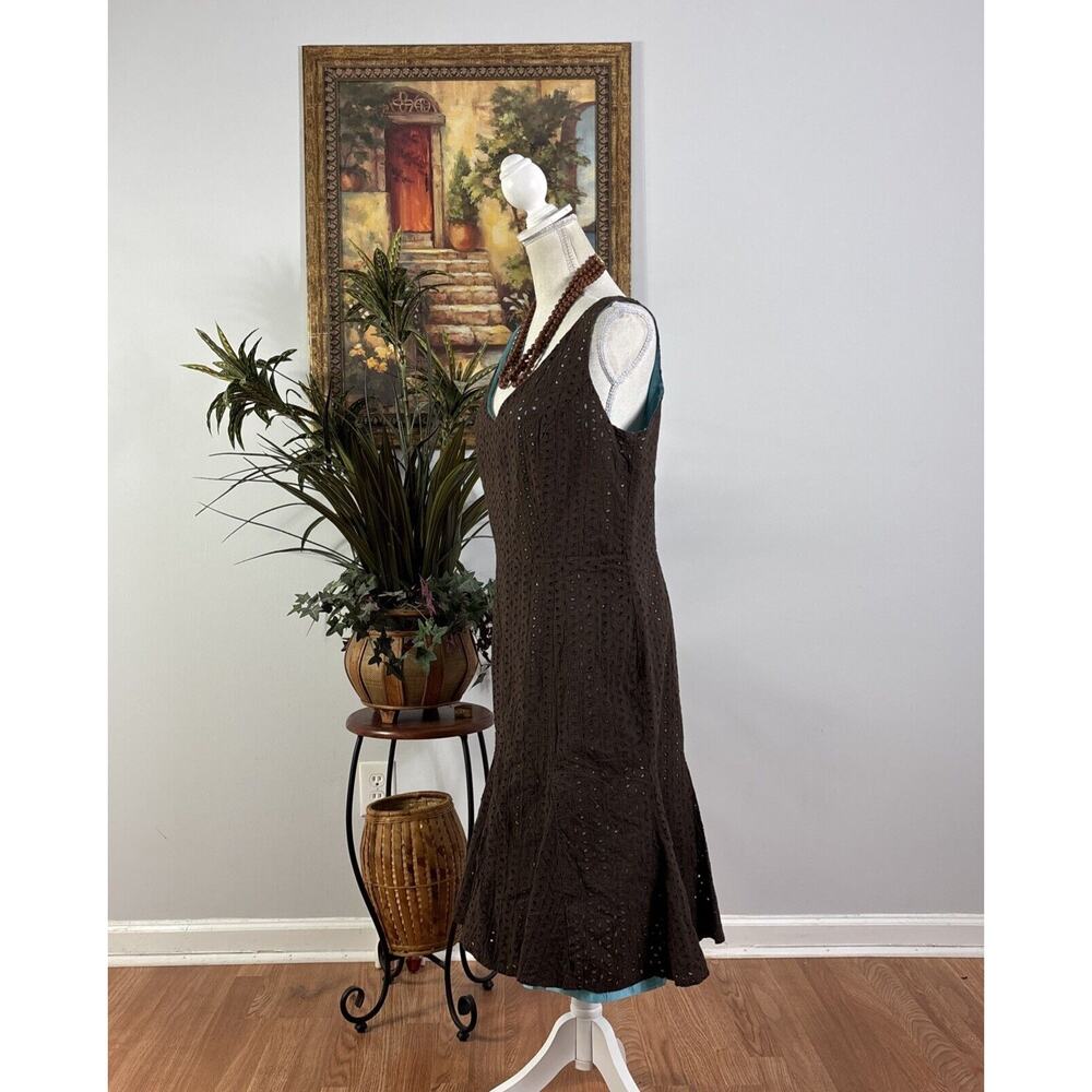 Gabriella Skye New York Dress Womens Size 12 Brown Eyelet Sleeveless Lined - Picture 4 of 10